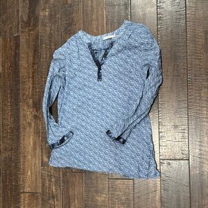 Dalia Blue Geometric Long Sleeve Blouse